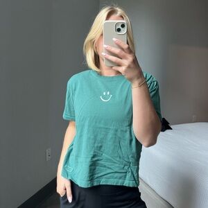 Life is Good Green Smiley Face Women's T-Shirt